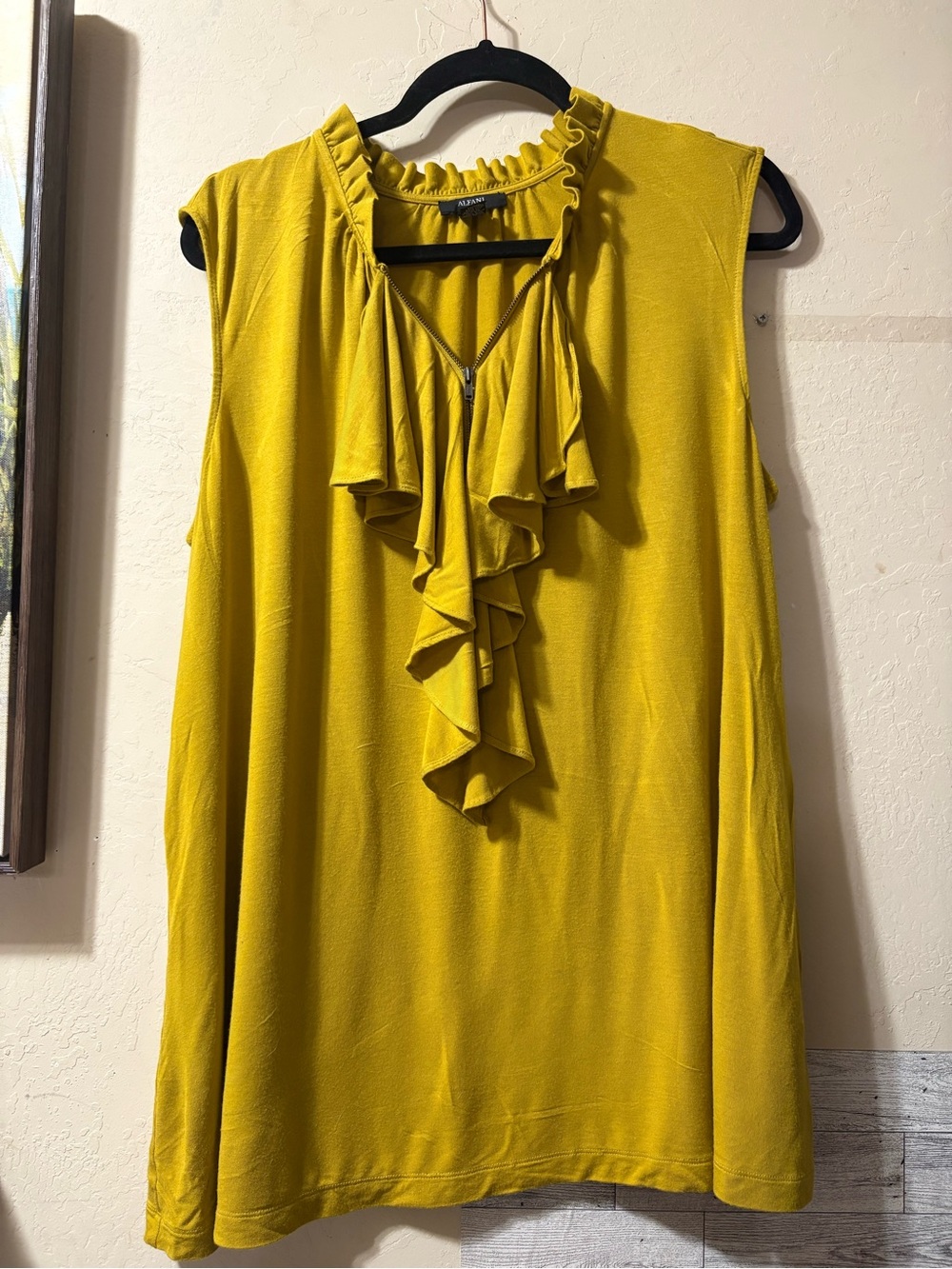Alfani Mustard Ruffled V-Neck Sleeveless Camisole